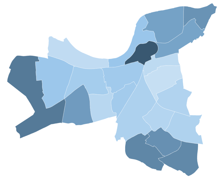 Ward map showing the distribution of BAME group across the Borough, 2021 Census