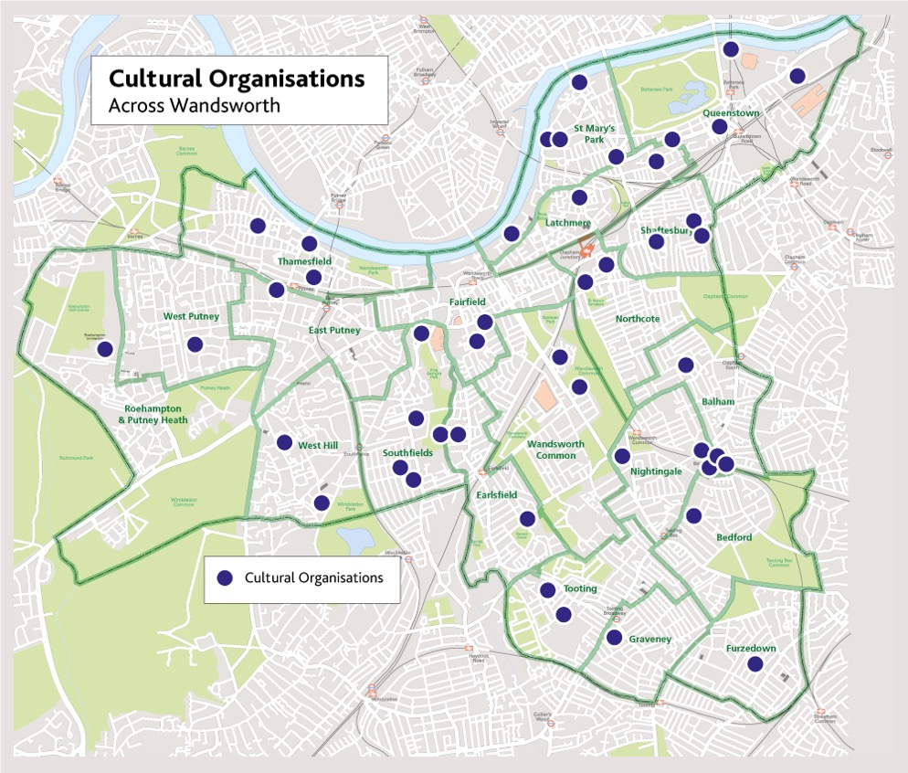 Location of cultural organisations in Wandsworth