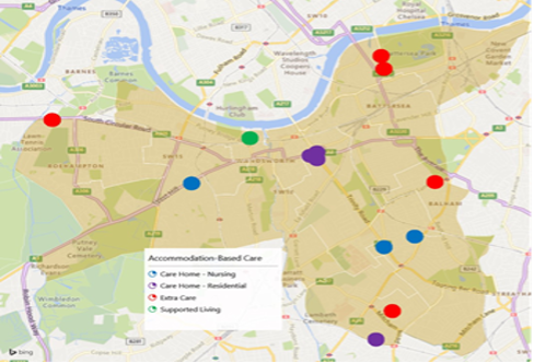 Location of accommodation-based care services in Wandsworth