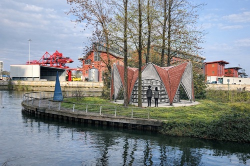 pavilion on grass for Transient Belongings event