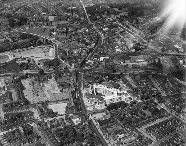 Fig. 11: Aerial view of Wandsworth Town in June 1937. The construction of Armoury Way is visible. Source: Britain From Above.