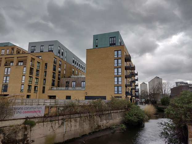 Fig. 64: More standard contemporary blocks of flats abut the Wandle