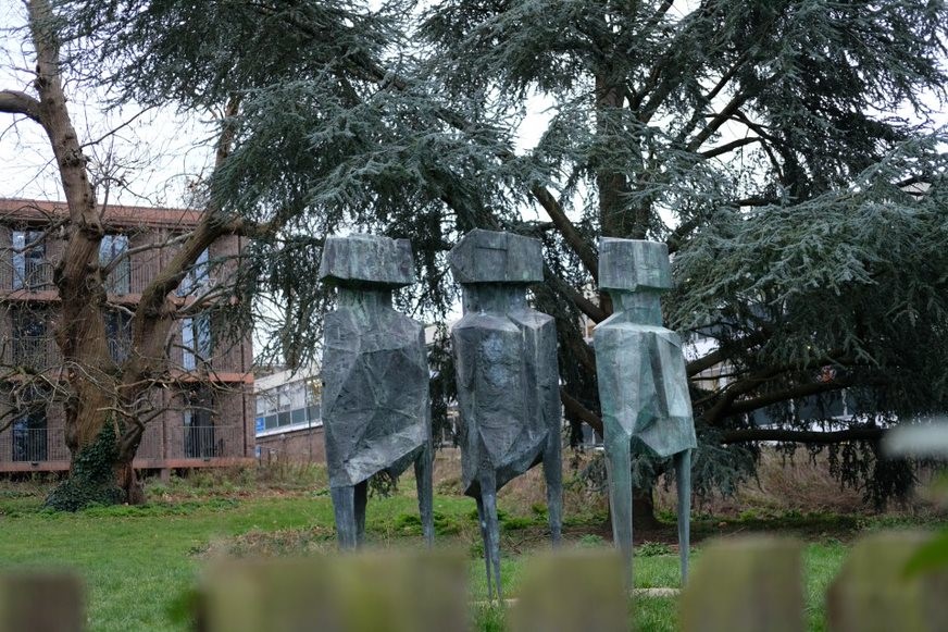 Fig. 111: The successfully restored The Watchers sculpture, looking out over Downshire Field