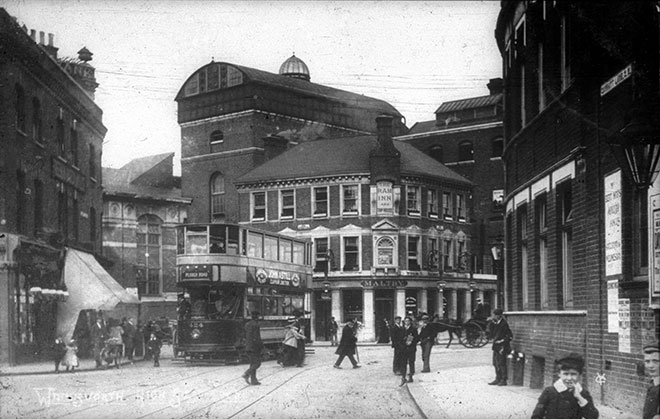 Fig. 8: Ram Brewery, looking north from Garratt Lane, c.1910. Source: Wandsworth Heritage Service