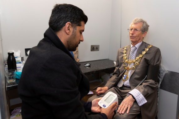 The Mayor of Wandsworth visited the Come and have a chat about your health bus