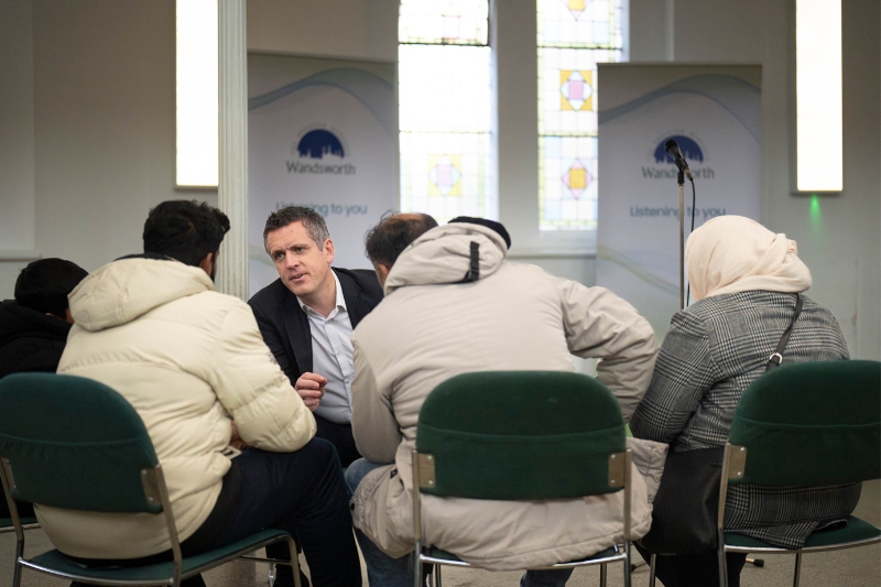 Councillor Hogg speaking with residents