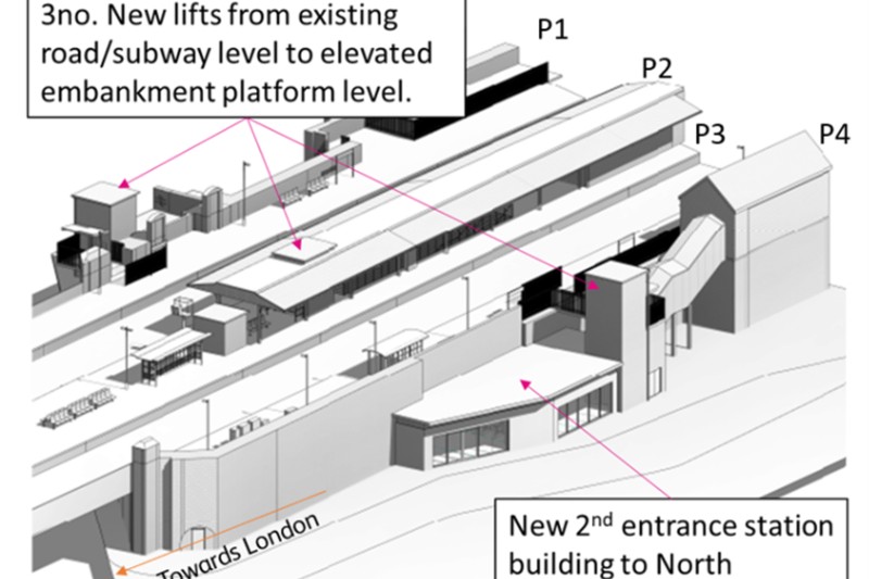 Wandsworth Town station illustration showing new 2nd entrance and lifts