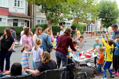 A street party in a closed road