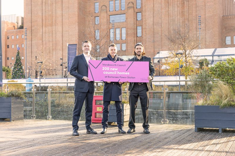 Wandsworth Council Leader Simon Hogg, BPSDC CEO Sam Cotton, Cabinet Member for Housing Aydin Dikerdem (L-R)